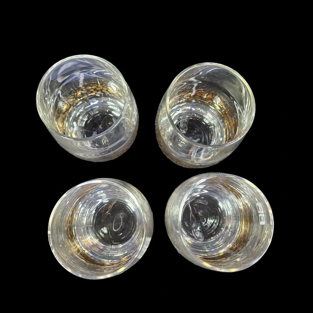 Baileys Irish Cream Low Ball Glasses Set of 4 Barware Gold Dot Confetti READ